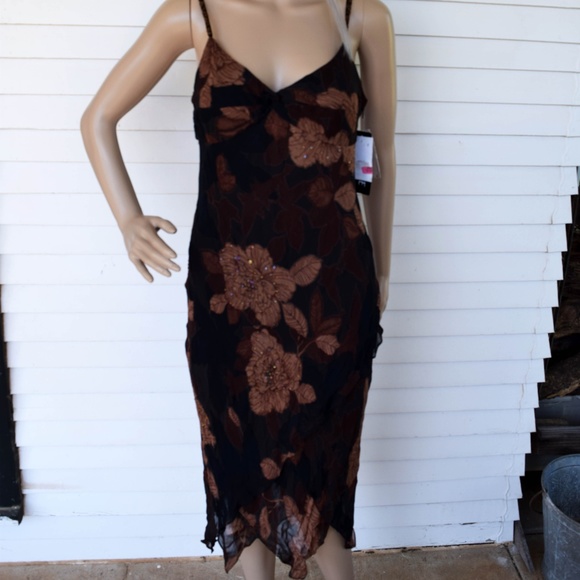 Petite Black & Orange dress / size 6 - NWT - Picture 1 of 5